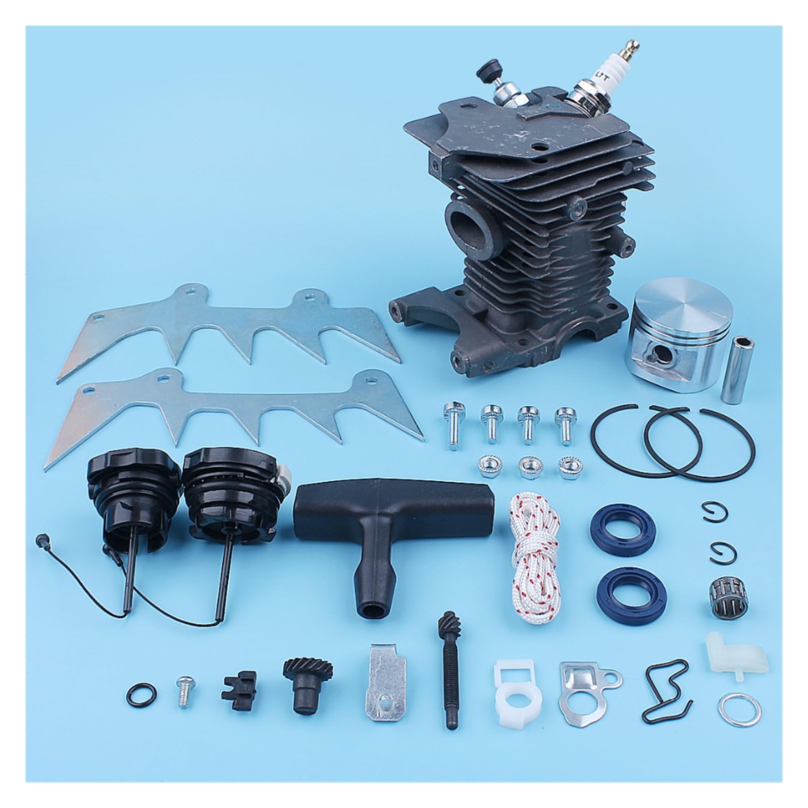 Pistón de cilindro 46mm, Kit ajustador picos for perros for Stihl MS280 MS270 MS 270 280, trinquete arranque con tapa Gas for motosierra