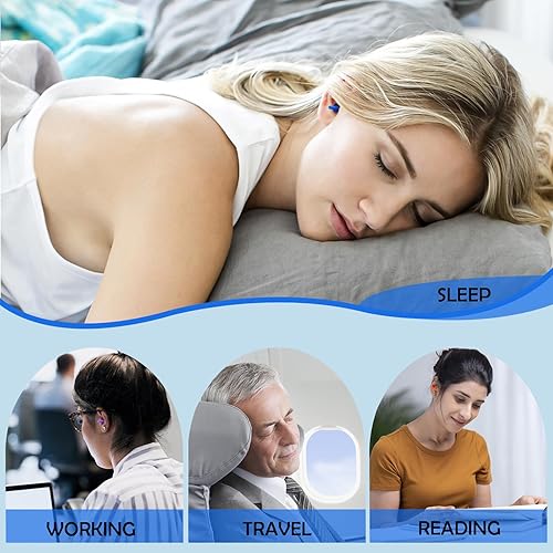 Miniatura 7 de 100 pares de tapones para los oídos para dormir con cancelación de ruido, tapones reutilizables de silicona con bloqueo de sonido, tapones para los