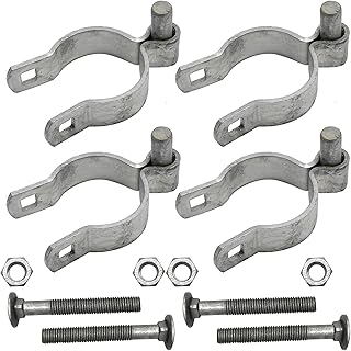 4pcs Chain Link Fence Gate Post Hinge for Outside Diameter Post/Pipe, Galvanized Chain Link Post Gate Hinge, Nut/Bolt Included (2-3/8 Inch)
