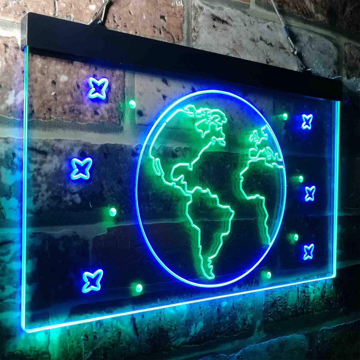ADVPRO The Earth Planet Galaxy Space Kid Room Dual Color LED Neon Sign Green & Blue 12 x 8 Inches st6s32-i3705-gb