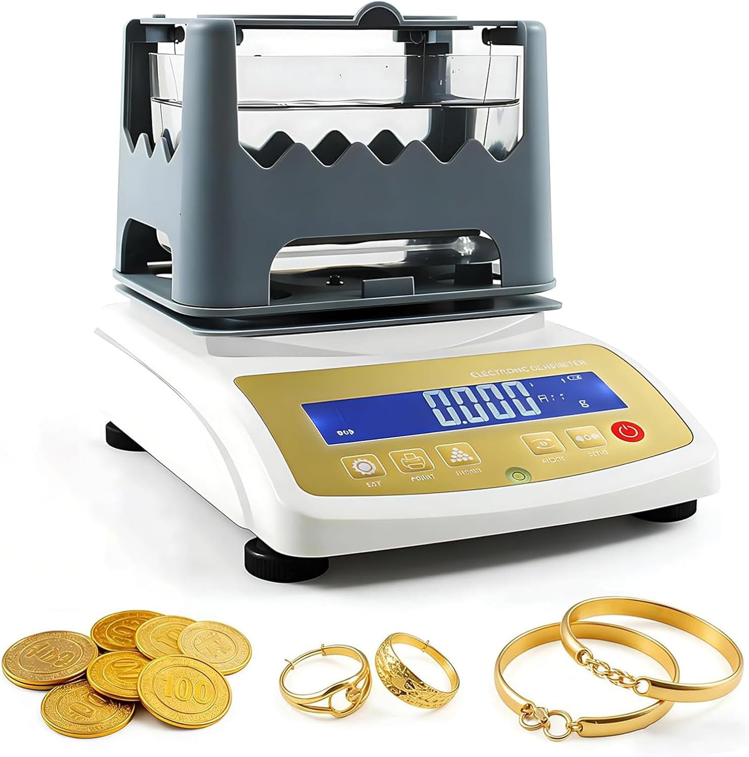 Gold Testing Device for Precious Metals – Density Analyzer for Gold, Silver, Platinum and Palladium for Precise Carat and Purity Testing – Digital Display MDJ-1200K