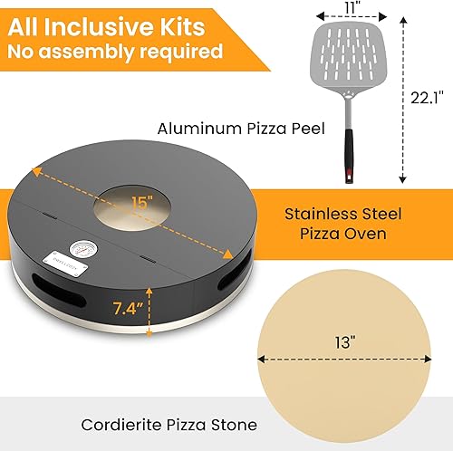 Miniatura 2 de Horno de pizza para parrilla, Horno de pizza al aire libre, Horno de pizza con cáscara de pizza y piedra, Horno de pizza portátil con puerta