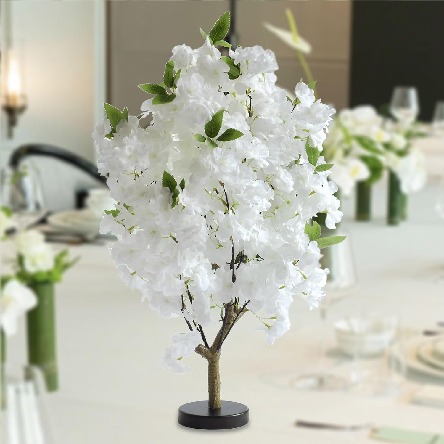 Simulation Cherry Tree White Flowers Restaurant Desktop Decoration Flowers Home Wedding Party Layout Eternal Flower