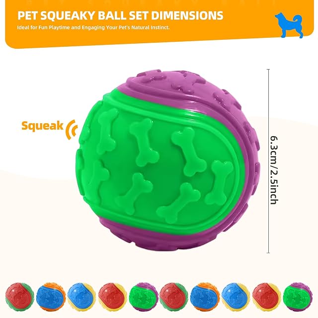 Foto 2 de 7 de LIVORRA 10 bolas para perros, bolas de goma chirriantes para mascotas, pelota interactiva para mascotas