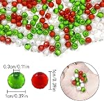 Christmas Acrylic Beads, 300 PCS Round Faceted Crystal Beads for Jewelry Making, DIY Craft Supplies (10mm)