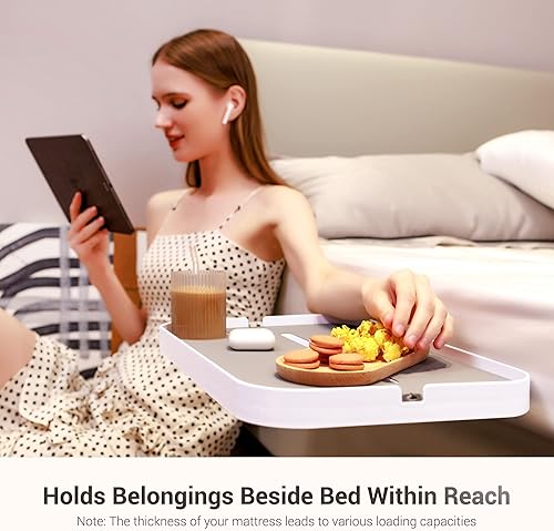 Miniatura 8 de KIWIFOTOS Estante de noche de 17 pulgadas para mesita de noche debajo del colchón, organizador de mesita de noche, bandeja de noche para