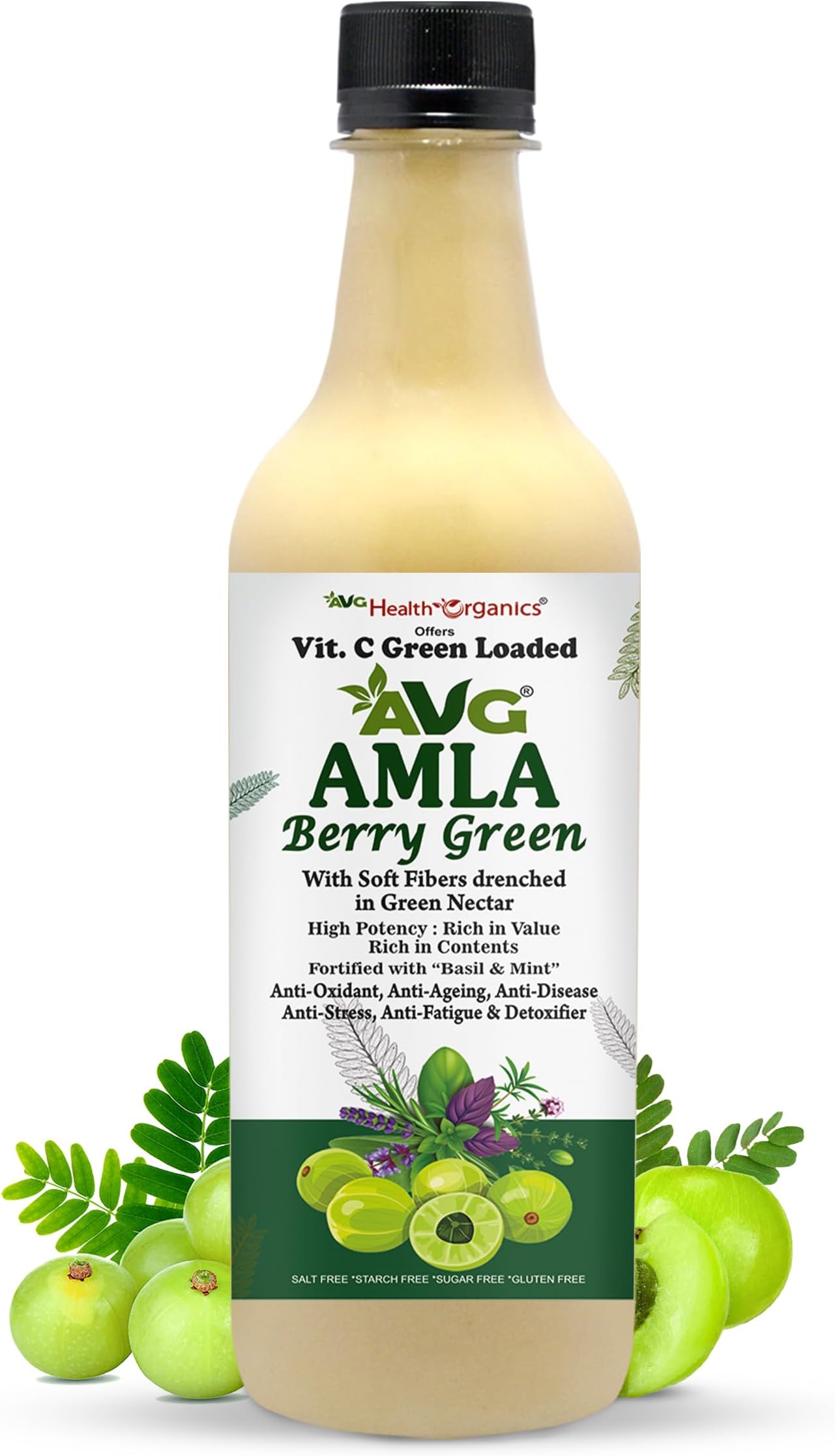 AVG Health Organics Amla Berry Green Juice | Pure Amla Extract - 500 ml | Rich in Vitamin C, Antioxidants | Boosts Immunity, Natural Detox, Hair & Skin Health | 100% Natural, No Added Sugar | Herbal Superfood