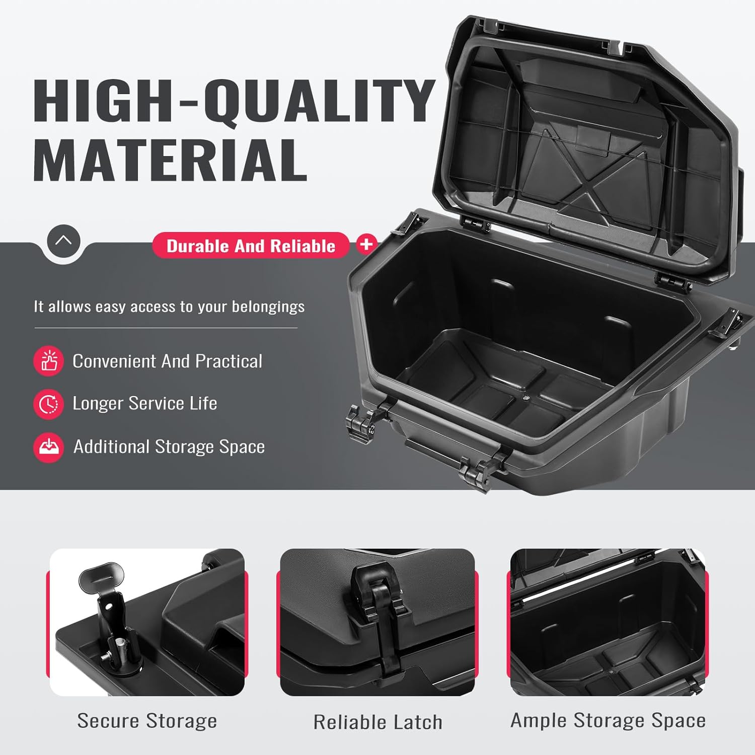 36QT Storage Box Compatible with 2022-2025 Polaris RZR Pro R, R 4 Replacement for 2884236 Rear Cargo Box Bin Bed Tool UTV Accessories PP Plastic