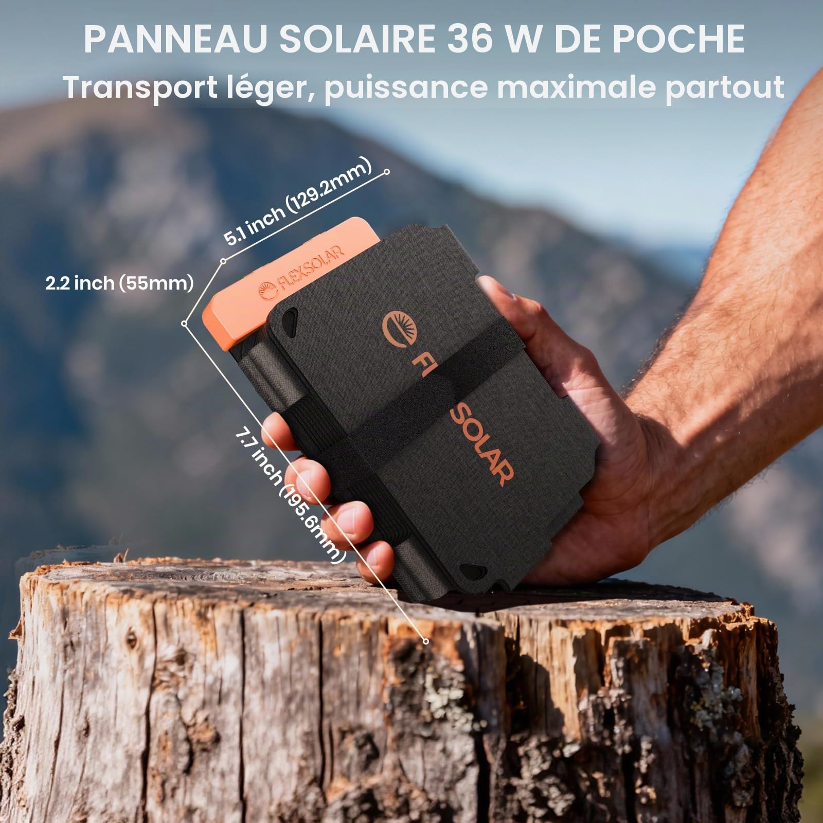 Flexsolar Mini chargeur solaire pliable 36 W - Panneau solaire résistant à l'eau - Avec ports USB-A/USB-C/CC - Pour stations d'alimentation, smartphones, tablettes, banques d'énergie, camping
