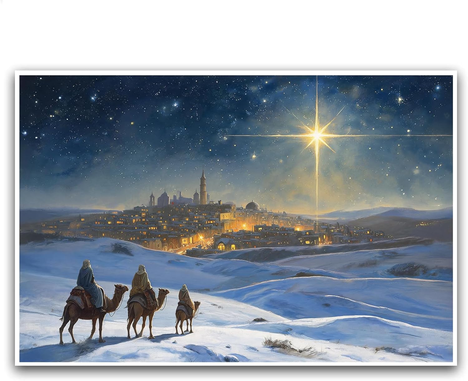Prayer Room Wall Decor Kings Following Star of Bethlehem Wall Art 24"x36"