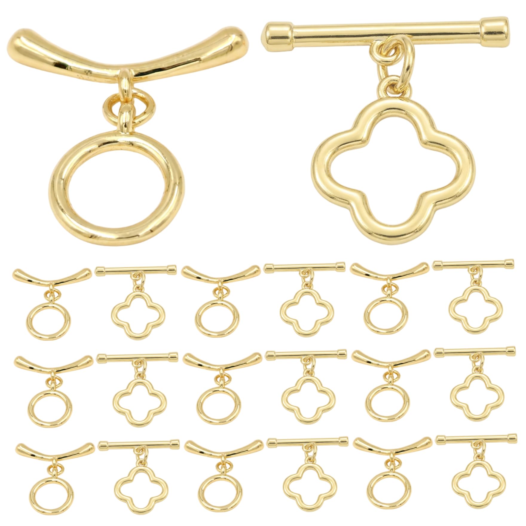 Tsawntd Bracelets 20PCS Toggle Clasps for Jewelry Making 18k Gold Coated Jewelry Clasps 2 Styles Bracelet Closures for Necklace Bracelet