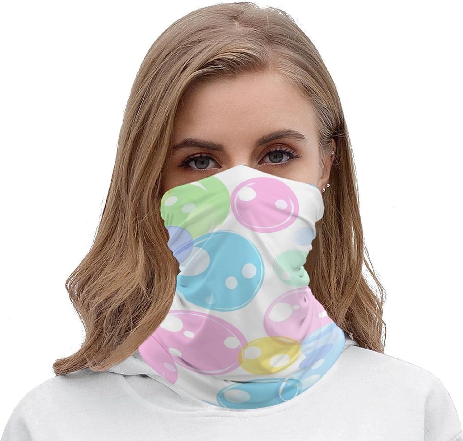 Colorful Bubbles Neck Gaiter Windproof Face Mask Bandanas for Men Women Cold Weather Scarf