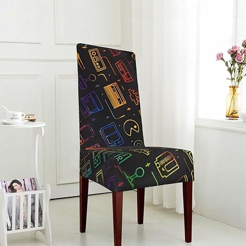 Miniatura 4 de Game Video Gaming Pattern Design Dining Chair Covers, Detachable Chair Seat Protector for Dining Room, Stretch Chair Slipcovers for Enhanced