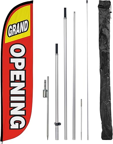 Miniatura 1 de LookOurWay Kit de asta de bandera de plumas, bandera publicitaria de 12 pies de alto con kit de poste de fibra de vidrio y pico de tierra para