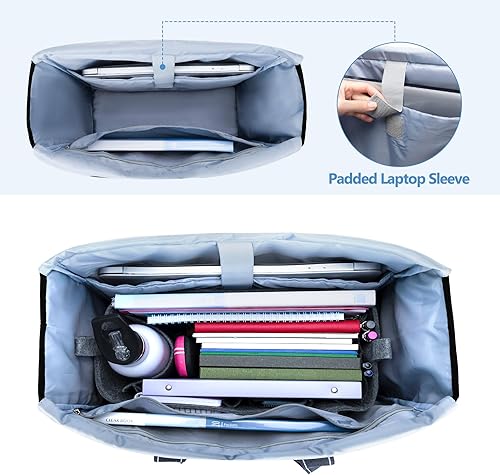 Miniatura 3 de Damero Bolso para profesores con bolsa de inserción de fieltro, bolsa de trabajo grande con compartimento para laptop de 15.6 pulgadas, bolsa para