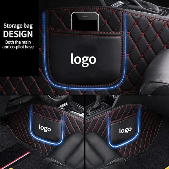 Custom Double Layer Leather Car Floor Mats for 95% Sedan SUV All-Weather Protective Mats Full-Coverage Front and Back Liner Mats for Protection Non-Slip Floor Liner(Beige)