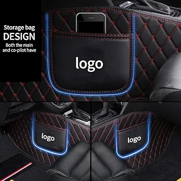 Custom Double Layer Leather Car Floor Mats for 95% Sedan SUV All-Weather Protective Mats Full-Coverage Front and Back Liner Mats for Protection Non-Slip Floor Liner(Beige)