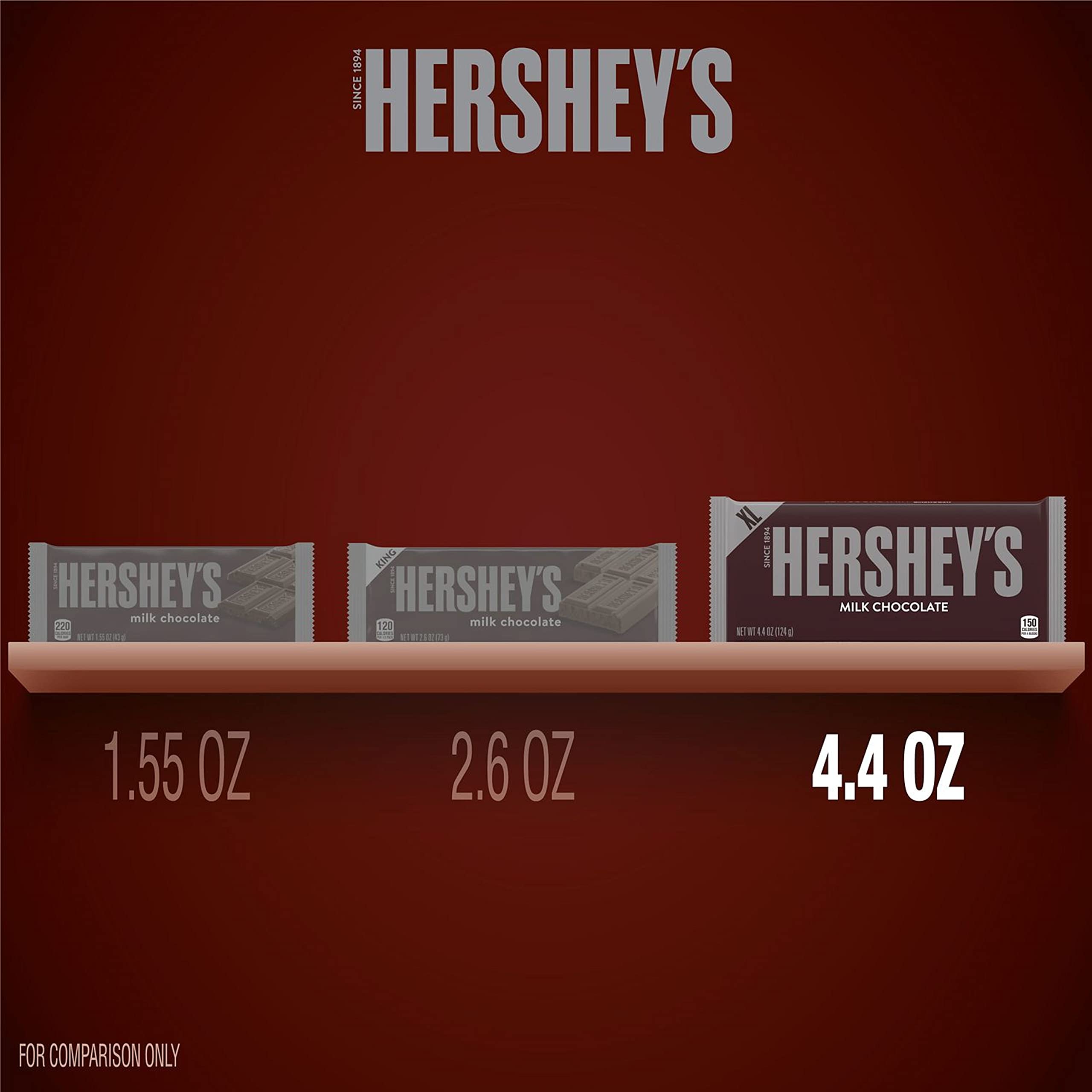 HERSHEY'S Milk Chocolate Extra Large Candy Bar, Full size, 4.4 oz Bar