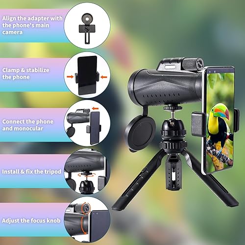 Miniatura 6 de Telescopio monocular de 12 x 50 para adultos y niños, de alta potencia, compacto, de bolsillo pequeño, portátil, telescopios monoculares con