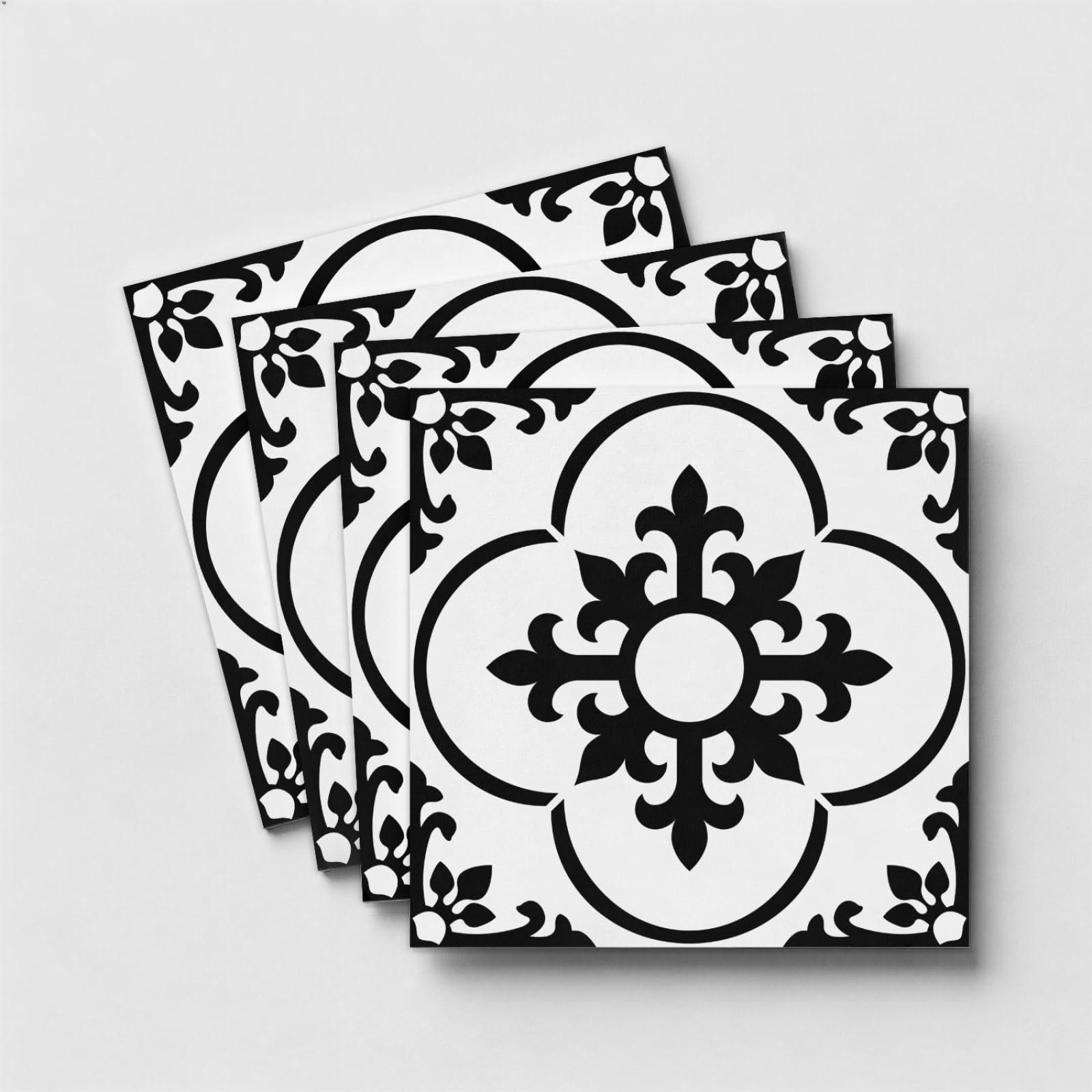 Stick on Kitchen Tiles Black White Self Adhesive Wall Tiles PVC for Fireplace Surround Furniture Decoration Kitchen Backsplash Bathroom Tile Stickers Waterproof