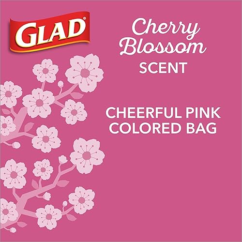 Miniatura 4 de Glad Odorshield - Bolsas de basura pequeñas con cordón, 4 galones, rosa, flor de cerezo, 34 unidades, el paquete puede variar