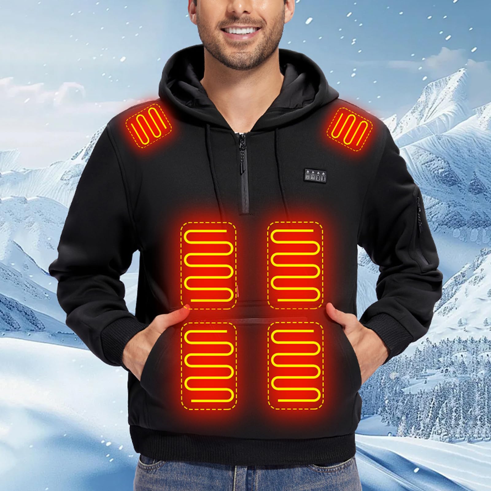 Beheizbare Sweatjacke Herren mit Kapuze Heizjacke Winter Warm Winterjacke