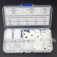 Vista 2 de 600 piezas métricas M2 M2.5 M3 M4 M5 M6 M8 M10 arandelas planas de nailon espaciadores arandelas de plástico Kit surtido (blanco)
