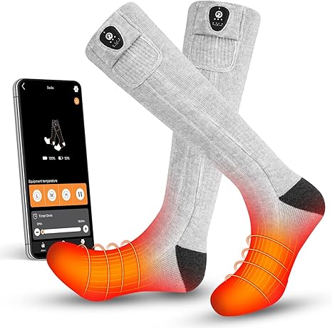 SNOW DEER Heated Socks for Men Women App Control Rechargeable Electric Battery Heating Warm Ski Sock for Winter Skiing Snowboarding Hunting Fishing Motorcycle Outdoors SNOW DEER Heated Socks for Men Women App Control Rechargeable Electric Battery Heating Warm Ski Sock for Winter Skiing Snowboarding Hunting Fishing Motorcycle Outdoors