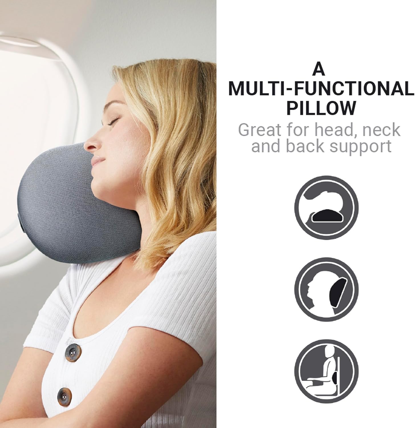Go Travel Memory Dreamer Universal Pillow, Travel Pillow for Uninterrupted Sleep and Lumbar Support, Deluxe Memory Foam Pillow for Airplane, Bus, Car, and Train, Travel Essentials, Gray - Image 3