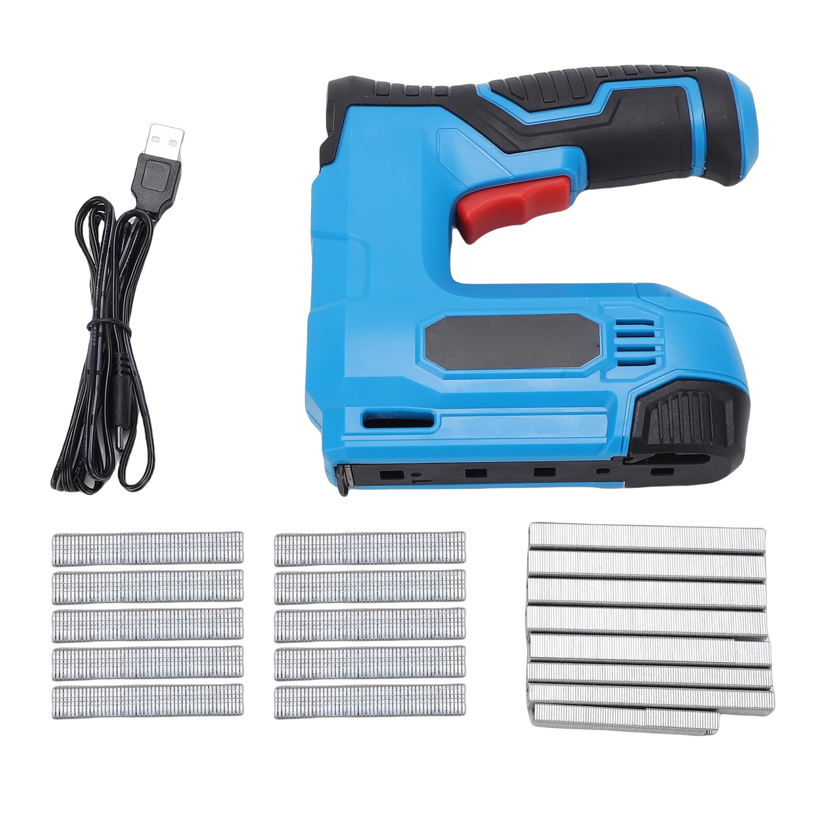 Kit Brad Chiodatrice Cordless 2000mAh Pistola Sparachiodi Ricaricabile Alimentata a Batteria Agli Ioni di Litio con 1000 Graffette e Chiodi 30/min per Decorazione Paviment