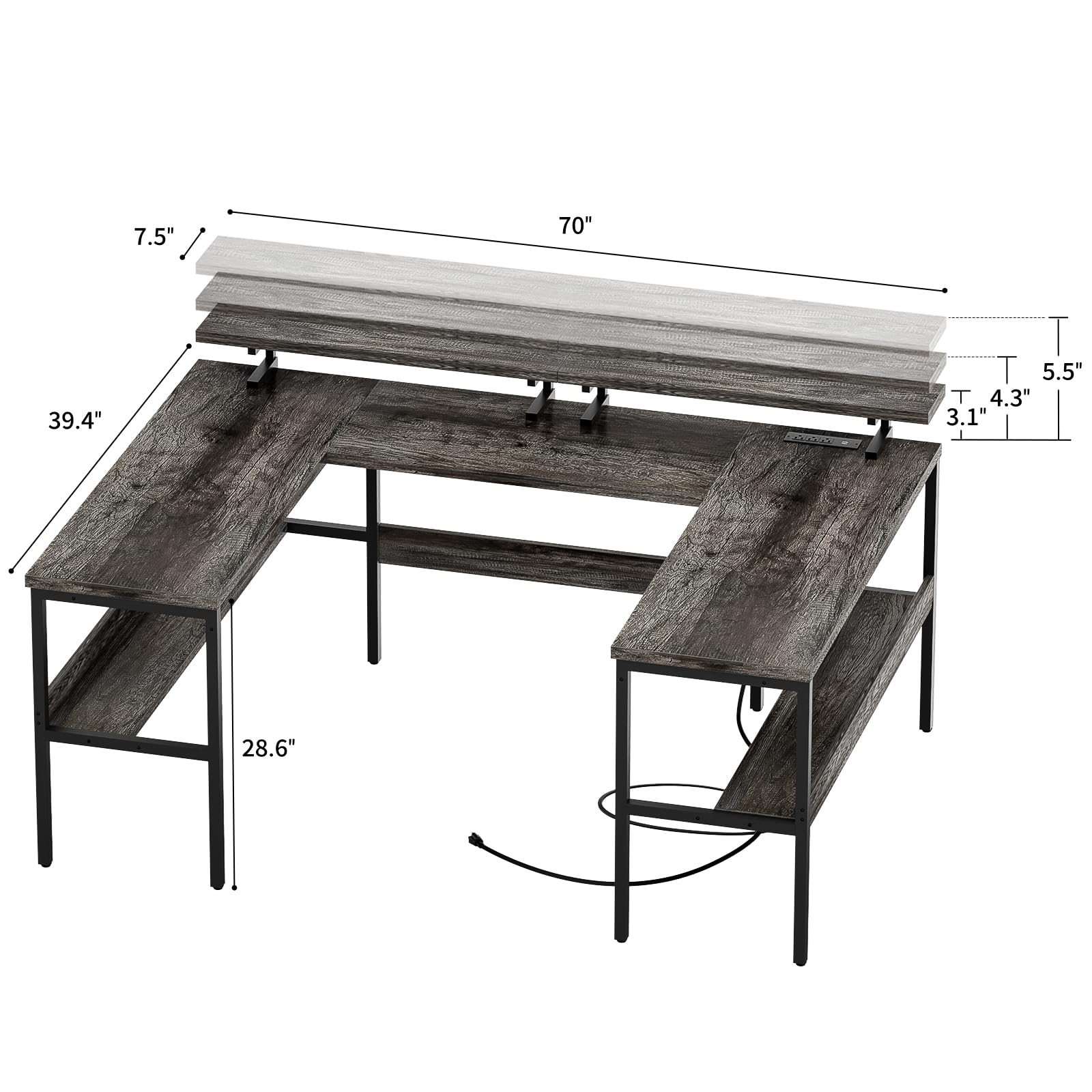 Snapklik.com : iSunirm Customizable U Shaped Computer Desk