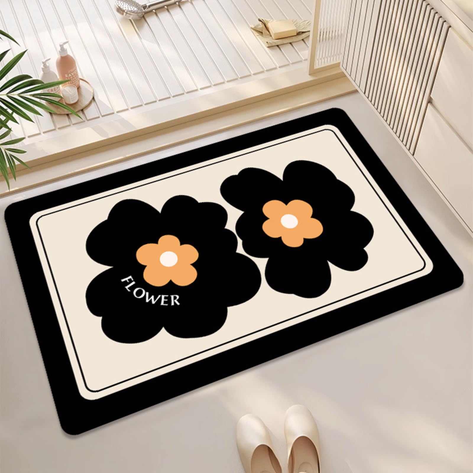 Tapis de bain à fleurs irrégulières pour sécuriser les sols glissants