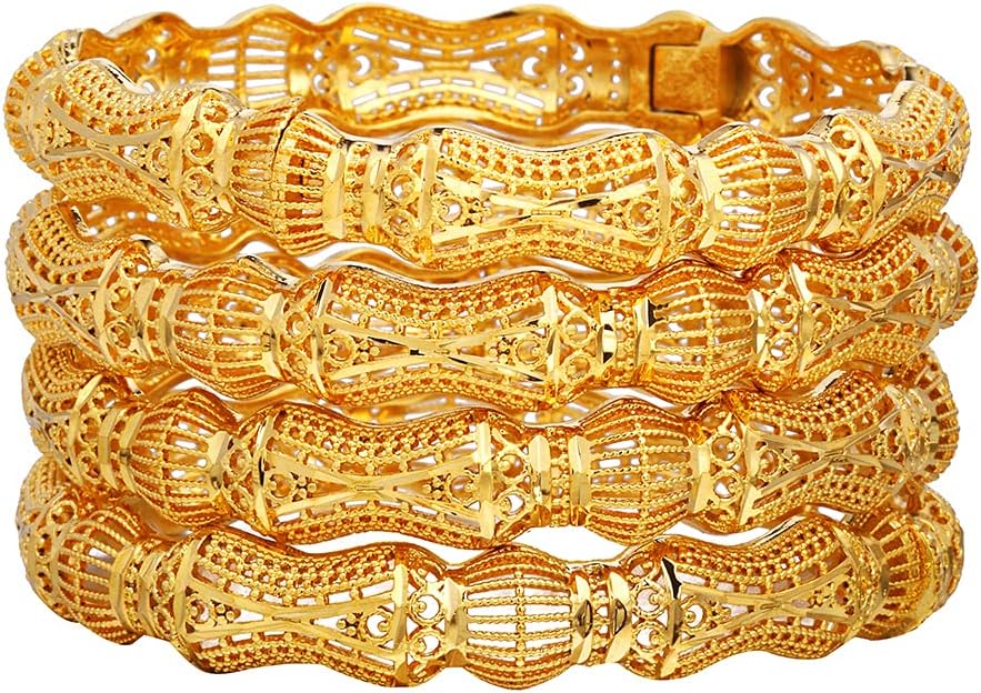 Birthday Gifts for her Gold Color Bangles Bracelet Jewelry for Mothers Day Valentines Anniversary Mom Wife Girlfriend （4pcs/lot）