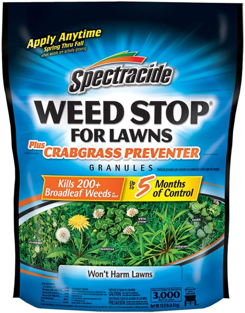 Spectracide Weed Stop For Lawns Plus Crabgrass Preventer Granules 10.8 Pounds, Up To 5 Months Of Control