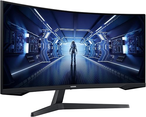 Samsung Ecran PC Odyssey G55T 34'' 165Hz, 1ms, Dalle VA 1000R, UWQHD 3440x1440, 2500:, 250cd/m2, AMD FreeSync Premium, Pied Ajustable,HDMI, DisplayPort - 3