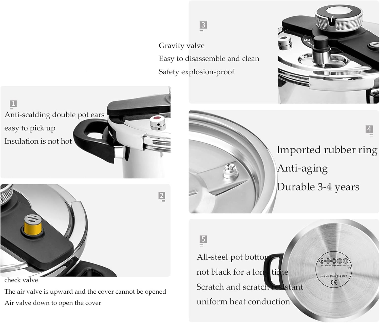Stainless Steel Kitchen Pressure Cooker Cookware Soup Meats Pot Pressure Cooker Outdoor Camping Cook Tool Steamer (Color : 4L)