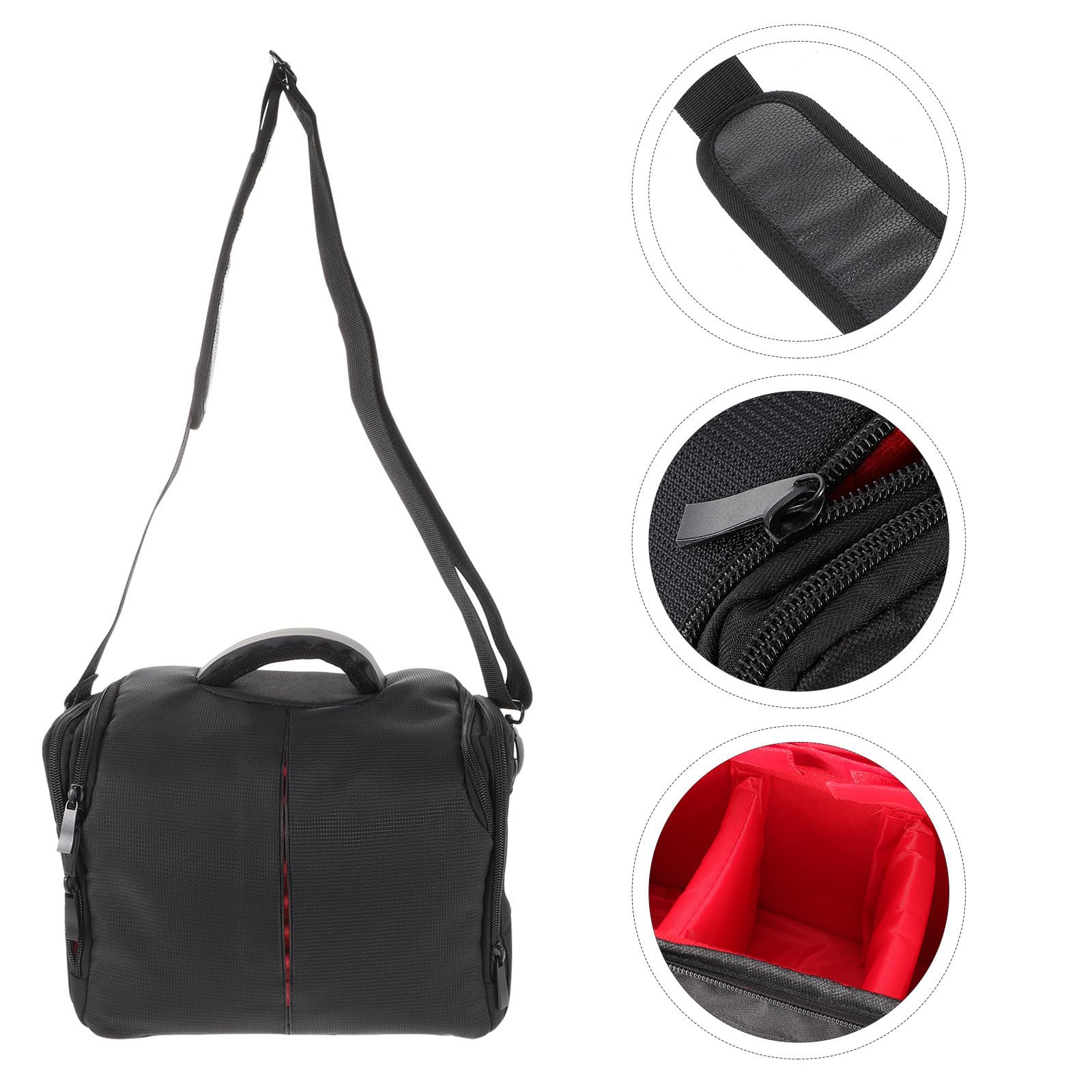 Abaodam Bolso para Cámara Acolchado de Nylon Negro Funda Lluvia | Resistente a Golpes, Bandolera para Accesorios Fotográficos, Diseño Compacto y Elegante