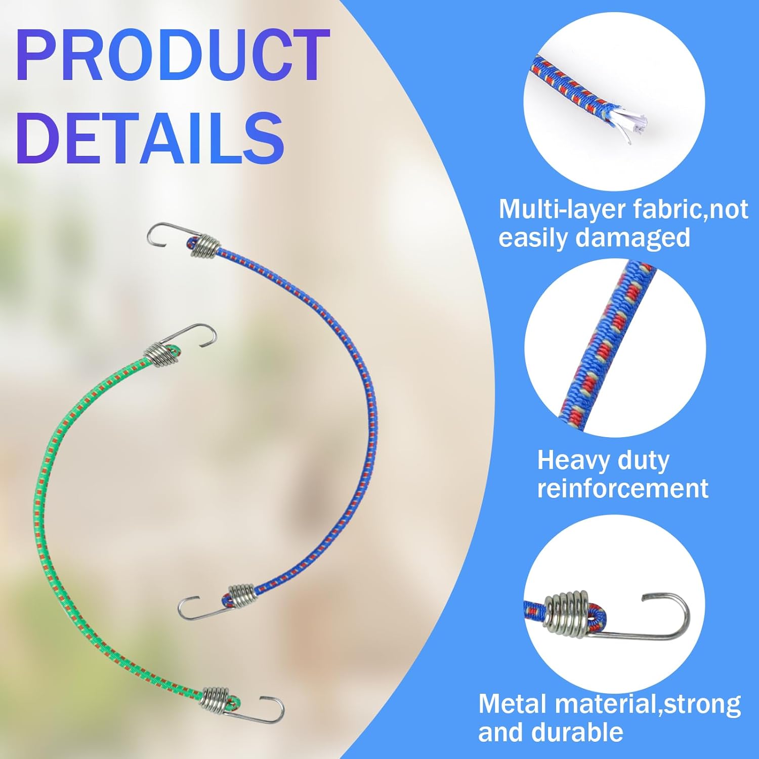 12Pcs Bungee Cords with Hooks: 10inch Elastic Bungee Straps for Luggage Roof Rack Hang Outdoor Tent Tarp Camping Luggage Cargo Accessory