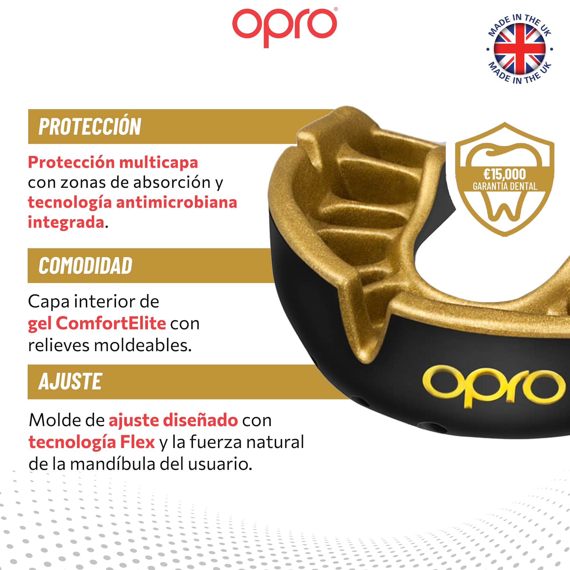 OPRO Protector Bucal Nivel Oro – Ajuste Premium para Adultos y Niños – Bucal para Boxeo, MMA, BJJ, Rugby y Hockey – Moldeo Fácil – con Garantía Dental Incluida - 4