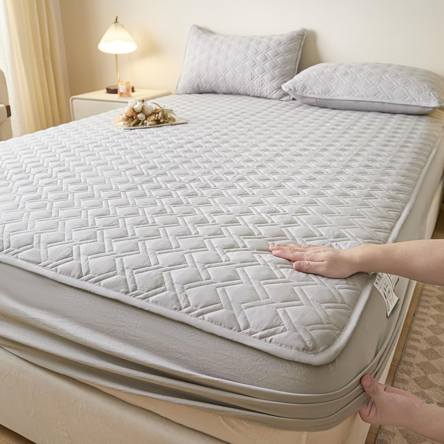 KLUOT Fitted Sheet 180 x 200 + 30 cm Cuddly Cotton Bed Sheet for