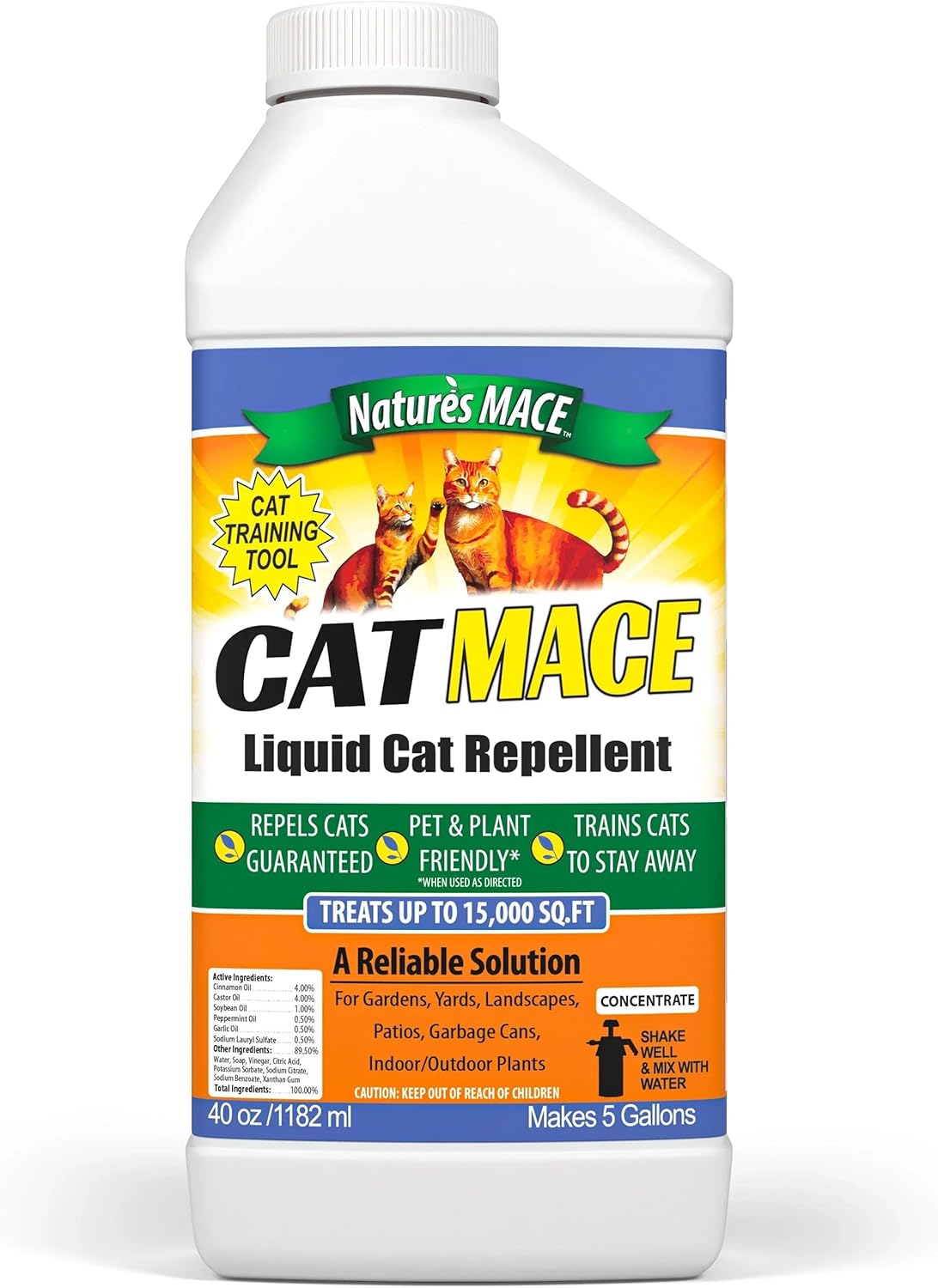 Nature’s Mace Cat Yard & Home Use Concentrate, Plant-Based Formula, Indoor/Outdoor, 40 oz