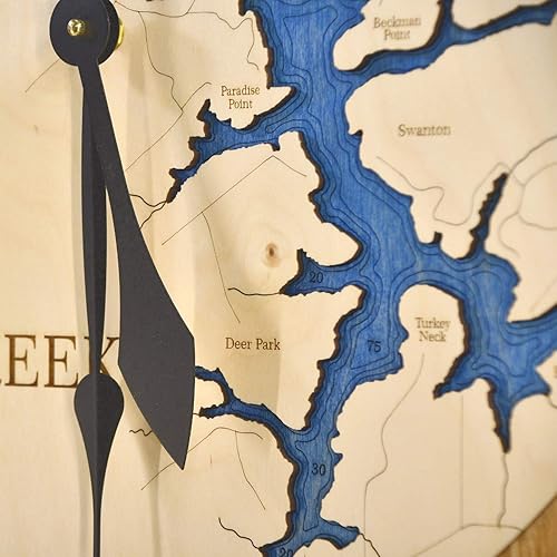 Miniatura 4 de Sea & Soul Deep Creek Lake - Reloj de pared de madera de 24 pulgadas, fabricado con orgullo en los Estados Unidos, arte de cartas náuticas, regalos