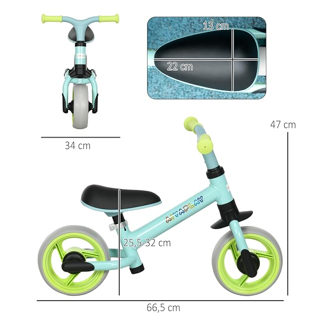 Foto 6 de 8 de AIYAPLAY Bicicleta sin Pedales para Niños de 18-48 Meses Verde y Turquesa