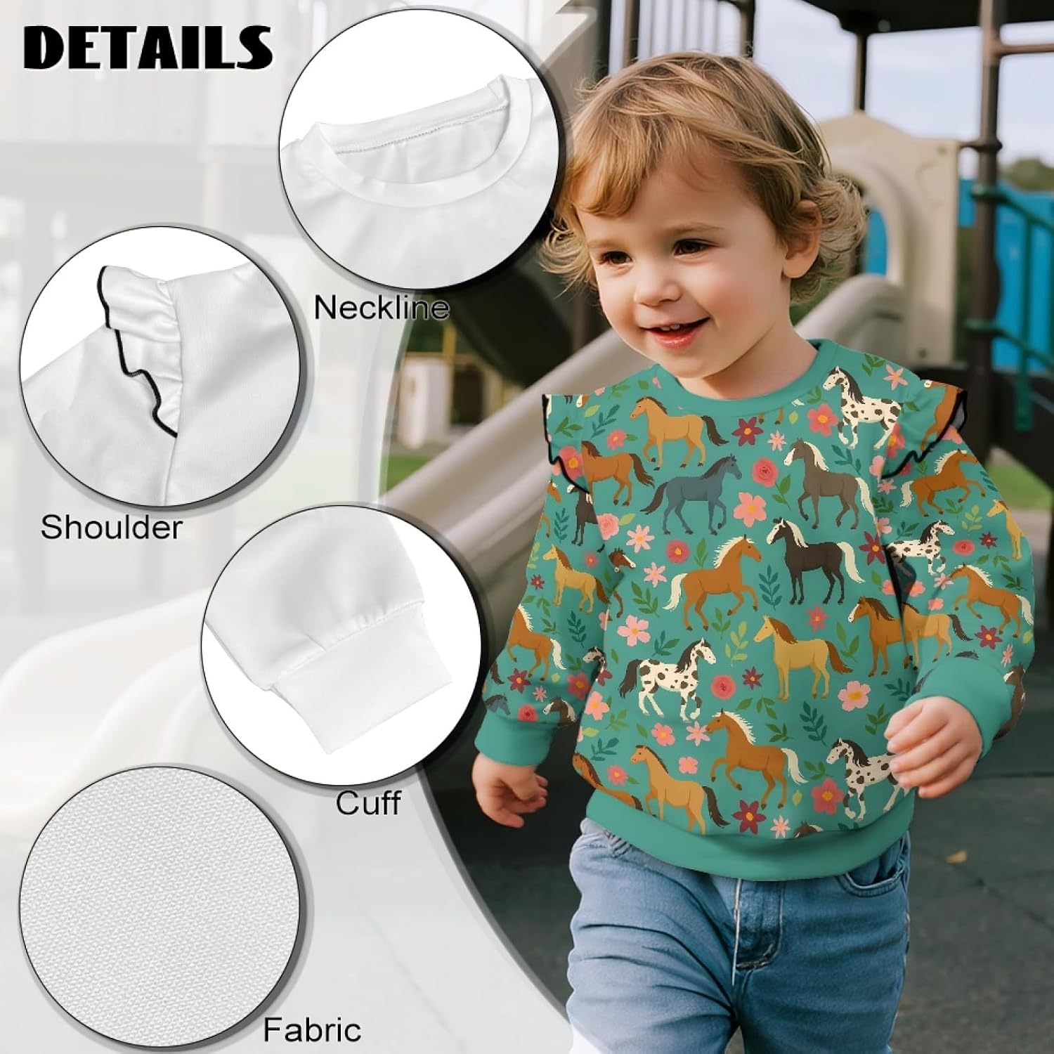 KiuLoam Girls Ruffle Sweatshirts Casual Long Sleeve Pullover Toddler Kids Crewneck Sweater Tops for 1-12 Years