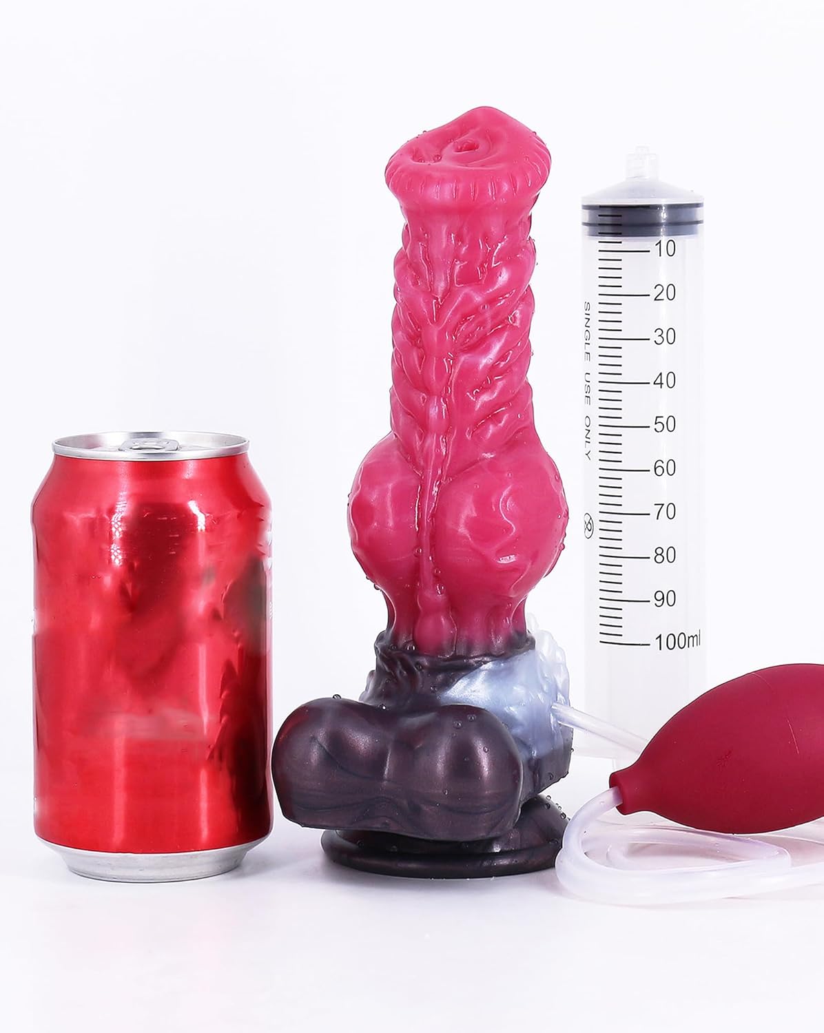 Squirting Dildo Realistic Big Wolf Dildos with Knot, 8.26inch Thick Pink Silicone Suction Cup Big Monster Penis Anal Plug Toys for Women Men Couples (S-Squirting)