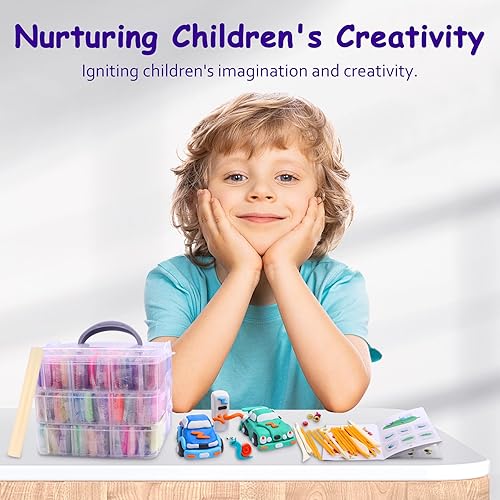 Miniatura 4 de PeacePeo Arcilla polimérica de 110 colores, arcilla para horno, no tóxica, arcilla para modelar para niños, juego de 215 piezas de arcilla para