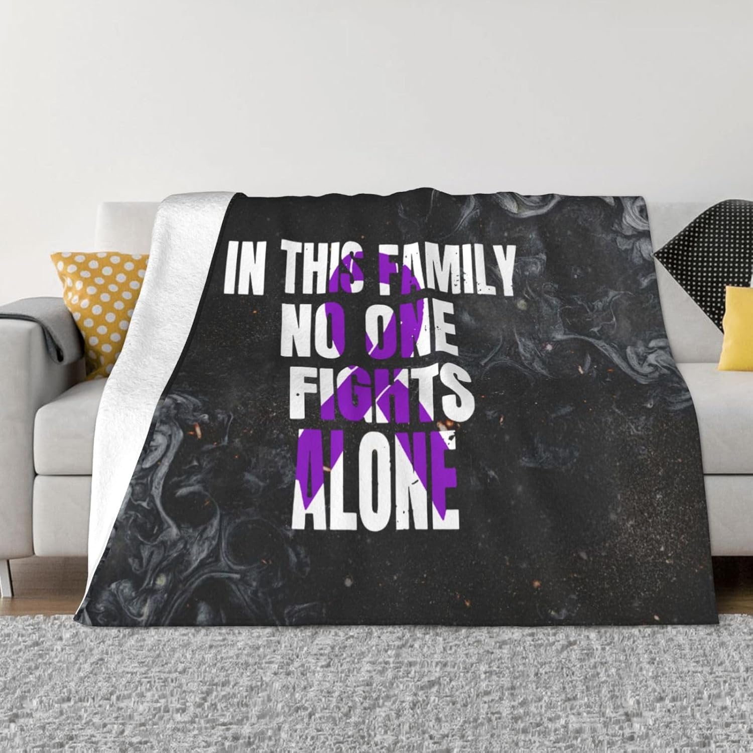 Pancreatic Cancer No One Fights Alone Blankets Soft Cozy Large Blanket, for Couch Bed Home Decor 60"x50"