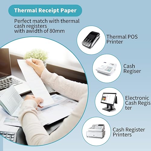 Miniatura 8 de MFLABEL 2 14 "x 50' Papeles Térmicos Caja Registradora POS Papel de Recibo Papel de Tarjeta de Crédito Papel 100 Rollos