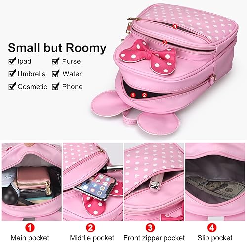 Miniatura 2 de Cute Little Girls Backpacks Minnie Mouse Backpack Kids Backpack Small Disney Backpack Purses Pink Leather Toddler Backpack Best Travel Bag Crossbody