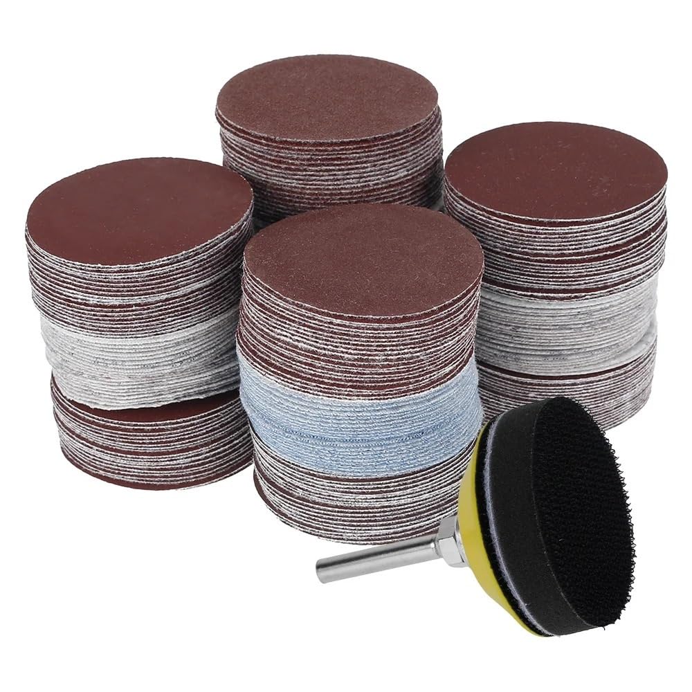 Papel de lija abrasivo ZSBLXHHJD Papel de lija 60-3000 Grit Húmedo y seco Flooked Flooked Paper 240 PCS 2 "50 mm Redonda Pads Abrasive (Color : 240PCS 2Inch)